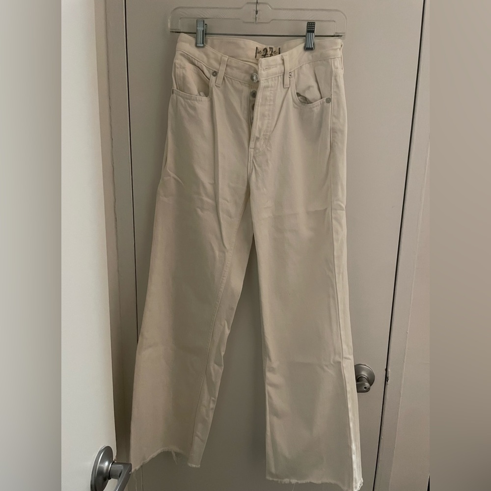 Free People High Rise wide leg White jeans in size 27
